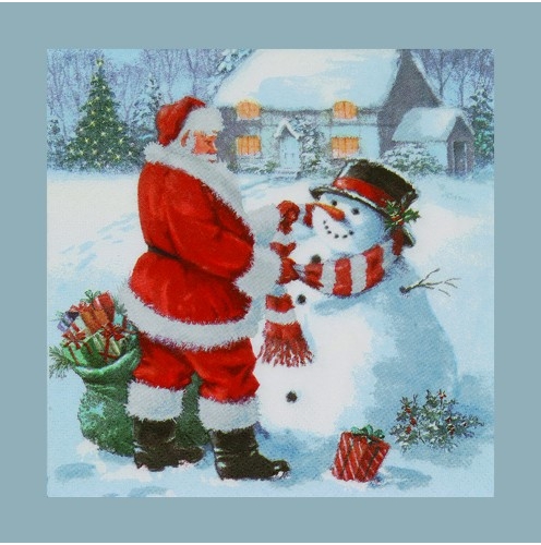 4 Servietten Weihnachten Santa and Snowmann 