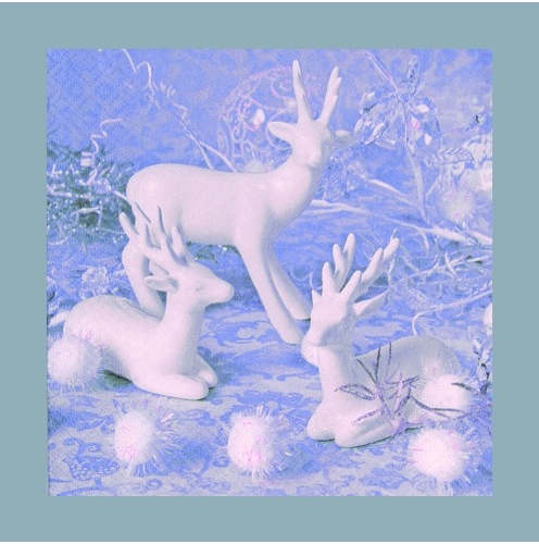 4 Servietten Weihnachten Weiße Hirsche 