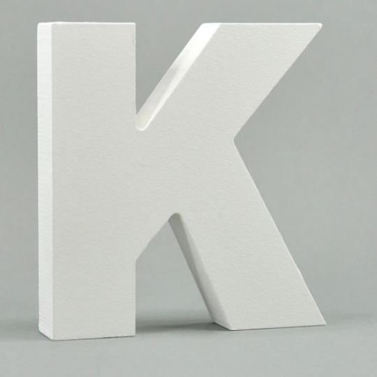MDF-Holz 3D Buchstaben und Zahlen -weiß- H10cm x Stärke 1,8cm Buchstabe K