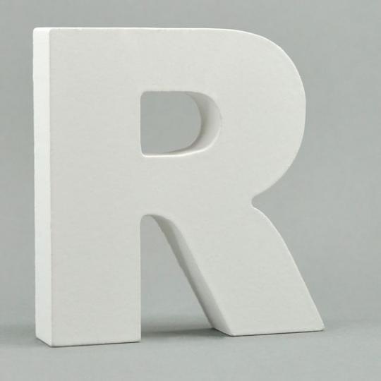 MDF-Holz 3D Buchstaben und Zahlen -weiß- H10cm x Stärke 1,8cm Buchstabe R