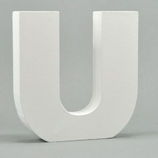 MDF-Holz 3D Buchstaben und Zahlen -weiß- H10cm x Stärke 1,8cm Buchstabe U