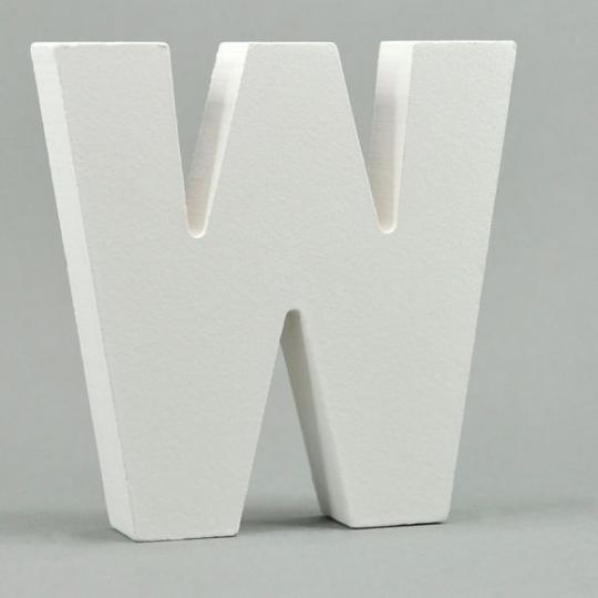 MDF-Holz 3D Buchstaben und Zahlen -weiß- H10cm x Stärke 1,8cm Buchstabe W