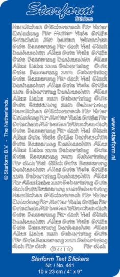 Stickerbogen Text DE: Glückwünsche 3 100x230mm Gold