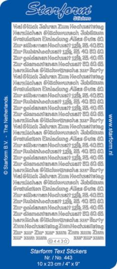 Stickerbogen Text DE: Hochzeitstag assorted 100x230mm Gold