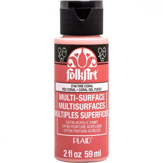Plaid Folkart - Multi-Surface Satin Acrylfarbe - 59ml fire coral / Feuerkoralle