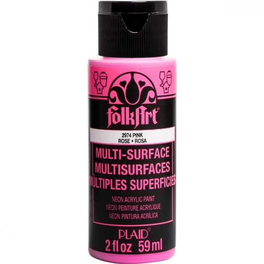 Plaid Folkart - Multi-Surface Spezial Acrylfarbe - 59ml Neon Glow Pink