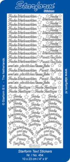 Stickerbogen Text DE Christmas: assorted 100x230mm Silber