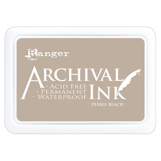 Ranger Archival Ink Stempelkissen - Feinkontur/Wasserfest Pebble Beach / Kies Grau