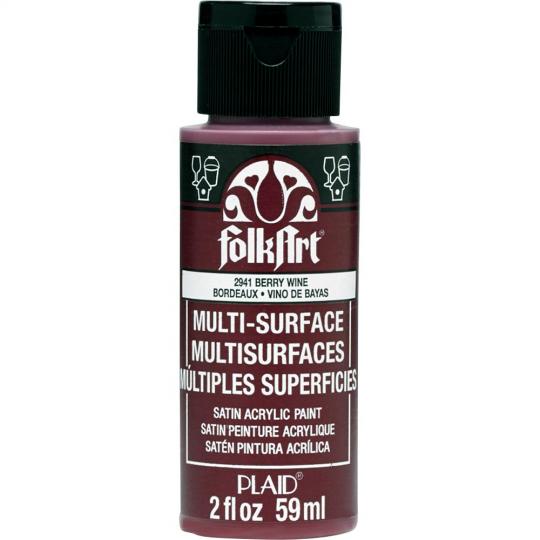 Plaid Folkart - Multi-Surface Satin Acrylfarbe - 59ml paint berry wine / Beere