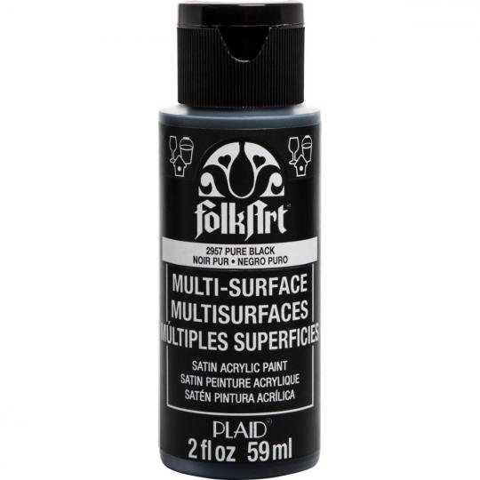 Plaid Folkart - Multi-Surface Satin Acrylfarbe - 59ml pure black / Schwarz