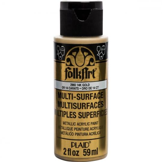 Plaid Folkart - Multi-Surface Spezial Acrylfarbe - 59ml Metallic 14K Gold