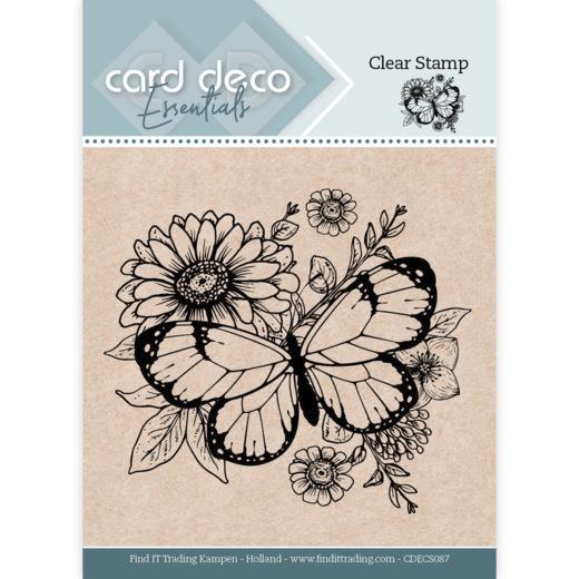 Card Deco Essentials Clearstempel  - Schmetterling Blume 