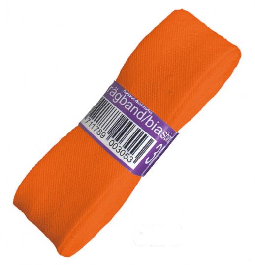 Schrägband / Einfassband Baumwolle Uni gefalzt 3m x 20mm 693-Orange