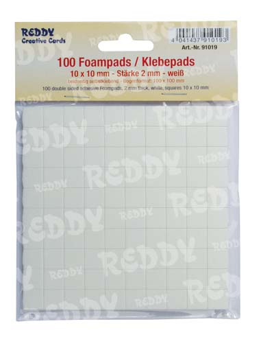 Reddycards Klebepads 10x10mm/ 100 St. weiss 2,0mm