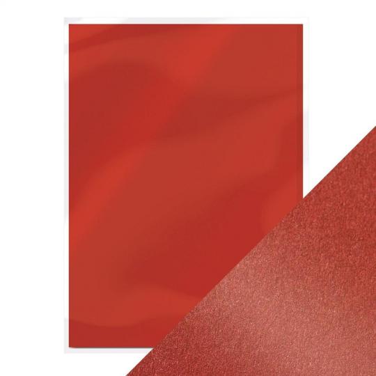 Perlmutt Karton Doppelseitig 250g DIN A4 5 Bögen Samt Rot