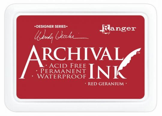 Ranger Archival Ink Stempelkissen - Feinkontur/Wasserfest Red Geranium by Wendy Vecchi