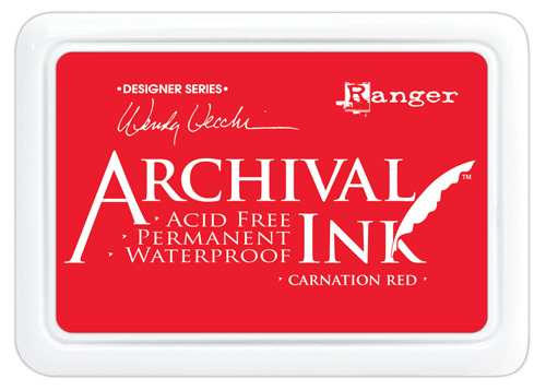 Ranger Archival Ink Stempelkissen - Feinkontur/Wasserfest Carnation Red by Wendy Vecchi