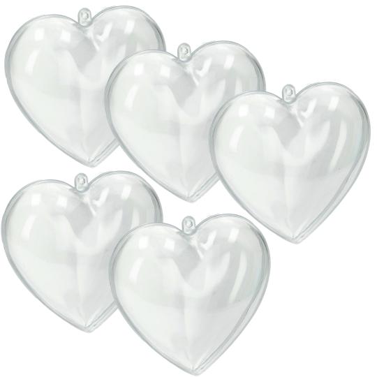 Acryl-Herz 5er Set transparent 6 cm 6 cm