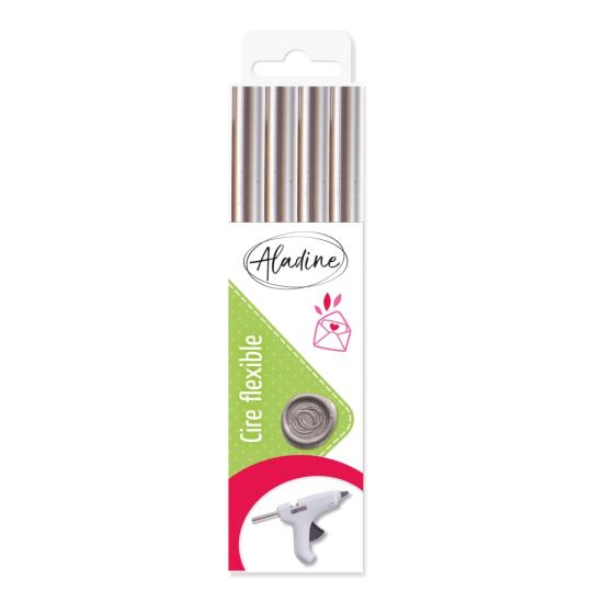 Aladine Siegelwachs-Stangen - 4 Stück - ø 12mm, 17,5cm lang Silber Silber