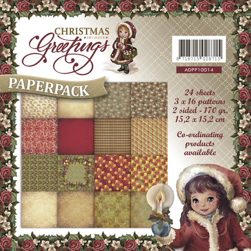 Amy Design Paperpack Papier Set Christmas Greetings 23 tlg. 15,2x15,2cm 