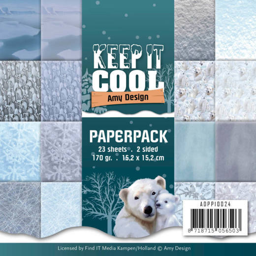Amy Design Paperpack Papier Set Keep it Cool 23 tlg. 15,2x15,2cm 