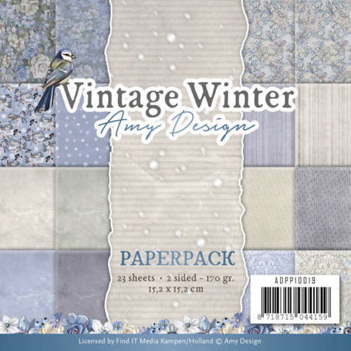 Amy Design Paperpack Papier Set Vintage Winter 23 Blatt - 170g - 15,2x15,2cm 