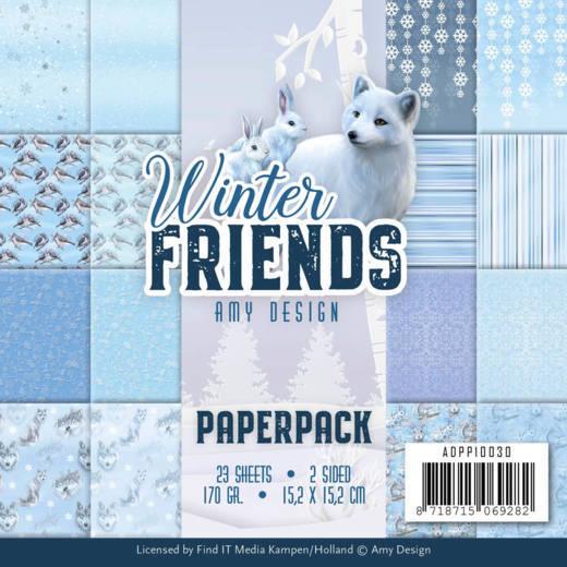 Amy Design Paperpack Papier Set Winter Friends 23 tlg. 15,2x15,2cm 