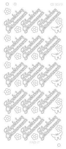 Spiegel-Stickerbogen Herzlichen Glückwunsch Platinum 100 x 230mm Gold