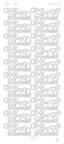 Spiegel-Stickerbogen Zur Hochzeit Platinum 100 x 230mm Silber