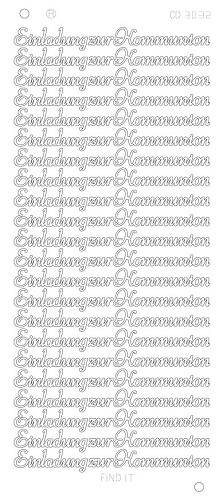 Spiegel-Stickerbogen Einladung zur Kommunion Platinum 100 x 230mm Silber