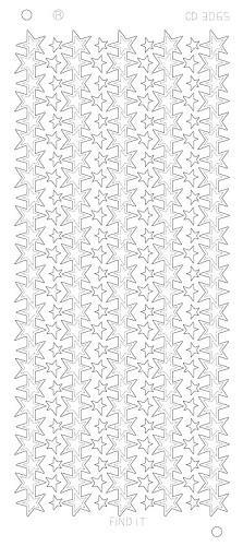 Spiegel-Stickerbogen Sternen Linien Large Platinum 100 x 230mm Silber