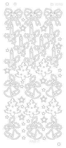 Spiegel-Stickerbogen Verschiedene Weihnachts designs Platinum 100 x 230mm Silber