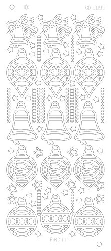 Spiegel-Stickerbogen Weihnachts Glocken Platinum 100 x 230mm Gold