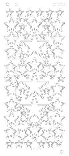 Spiegel-Stickerbogen Sterne Verschiedene Größen Platinum 100 x 230mm Silber