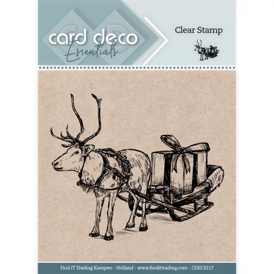 Card Deco Essentials Clearstempel  - Rentier mit Schlitten 