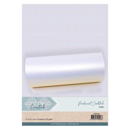 Card Deco Perlmutt Karton - 250g DIN A4 - 10 Bögen - Weiß 