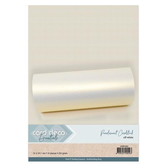 Card Deco Perlmutt Karton - 250g DIN A4 - 10 Bögen - Off-white 