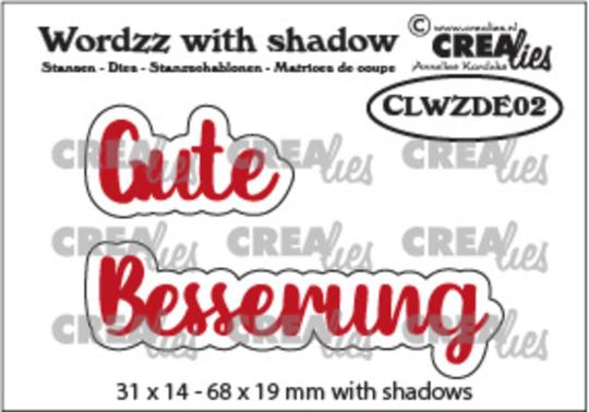 CREAlies Stanzschablone mit Rahmen Text Deutsch Set: Gute Besserung 4tlg 