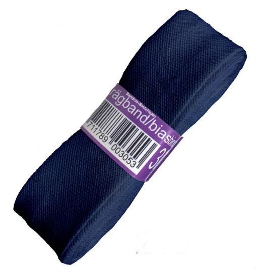 Schrägband / Einfassband Baumwolle Uni gefalzt 3m x 20mm 210-Marineblau