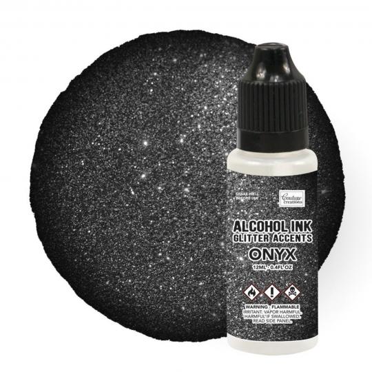 Couture Creations Alcohol Ink Glitter Accents Tinte - 12ml Onyx / Schwarz