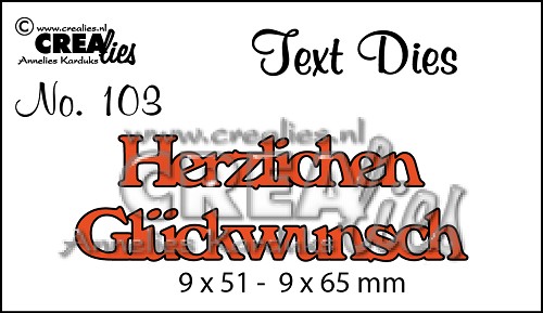 CREAlies Stanzschablone Text Deutsch Set: Herzlichen Glückwunsch 2tlg 