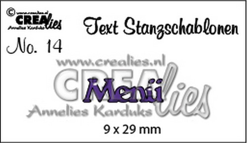 CREAlies Stanzschablone Text Deutsch Set: Menü 1tlg 