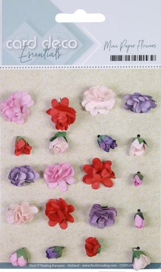 Card Deco Essentials - Mini Papier Blumen - Pink Ø 20mm 