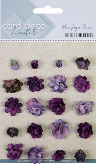 Card Deco Essentials - Mini Papier Blumen - Purple Ø 20mm 
