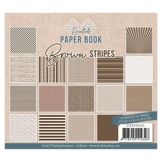 Card Deco Essentials Paperpack - 15,2  x 15,2cm 170g/m²  - 22 Blatt - Braune Streifen 