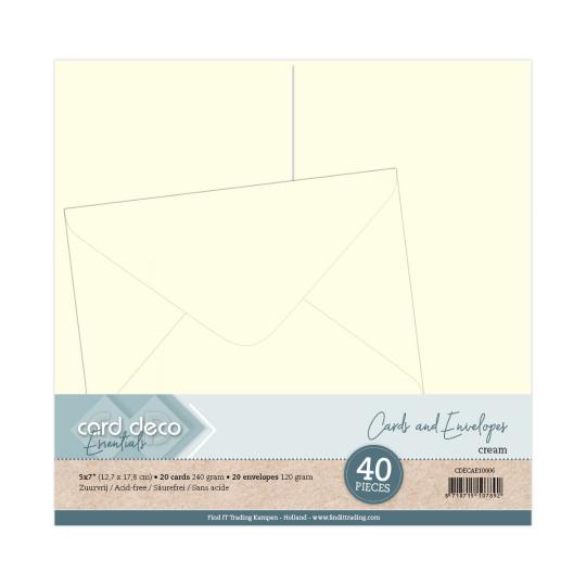 Card Deco Karten & Umschläge - creme - 40 tlg. / 12,7 x 17,8 cm 