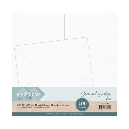 Card Deco Karten & Umschläge - weiß - 100 tlg. / 12,7 x 17,8 cm 