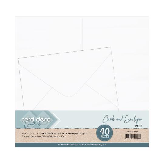 Card Deco Karten & Umschläge - weiß - 40 tlg. / 12,7 x 17,8 cm 