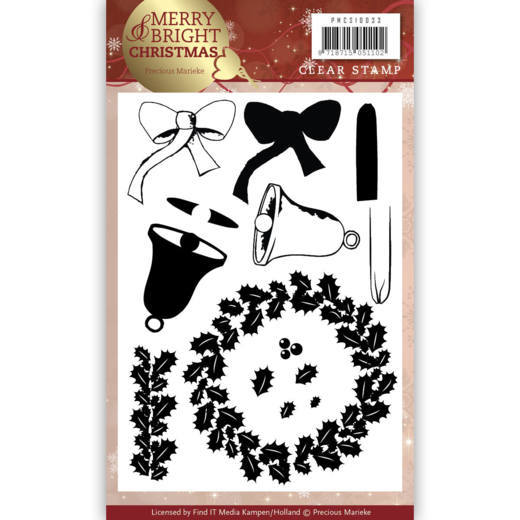 Clearstempel A6 - Precious Marieke - Merry and Bright Christmas - Kranz 
