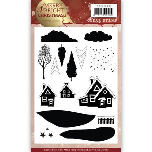 Clearstempel A6 - Precious Marieke - Merry and Bright Christmas - Weihnachts Haus 